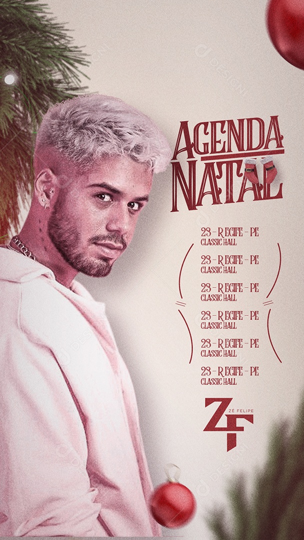 Story Agenda Natal Zé Felipe Flyer Social Media PSD Editável
