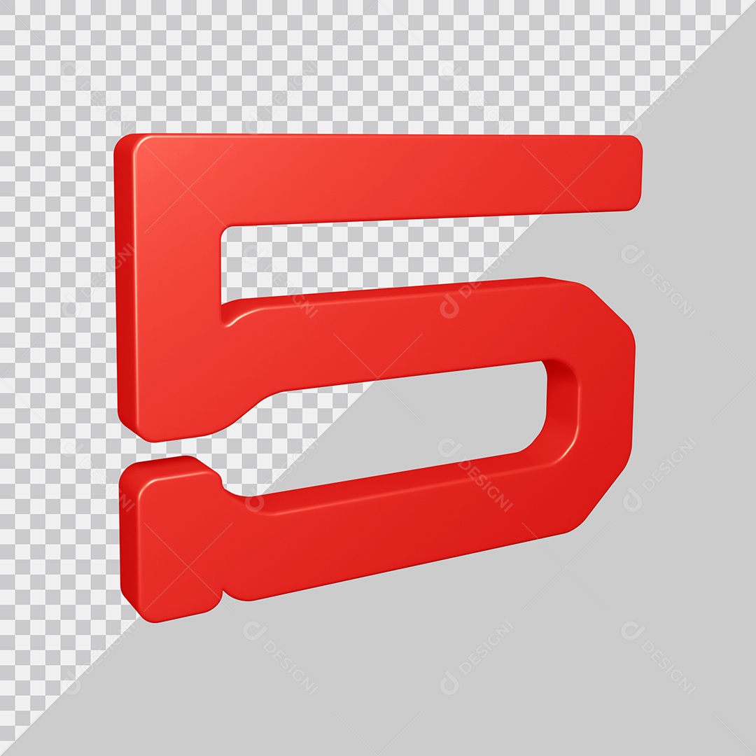 Elemento 3D Para Composição Número 5 Vermelho PSD
