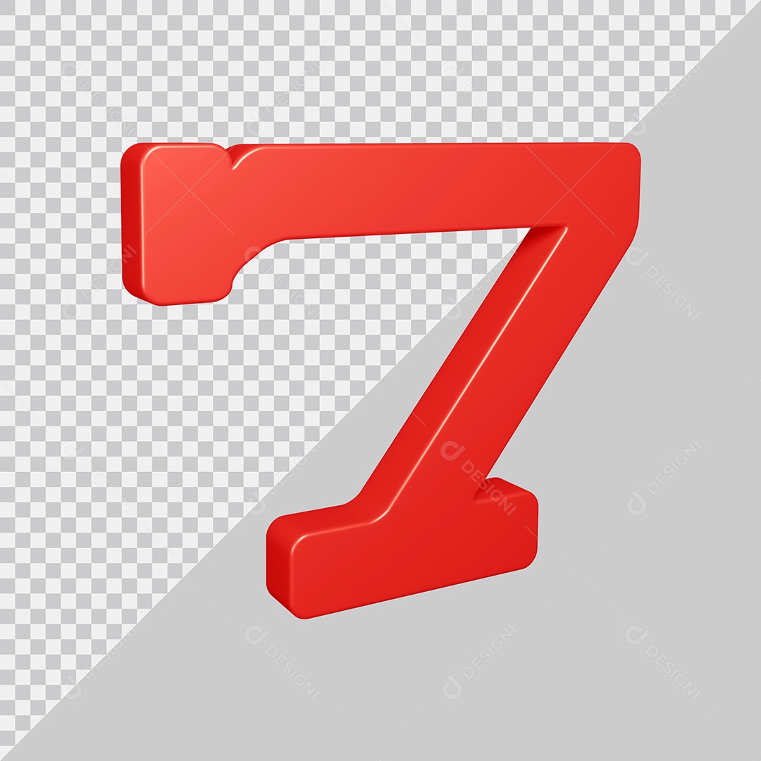 Elemento 3D Para Composição Número 7 Vermelho PSD