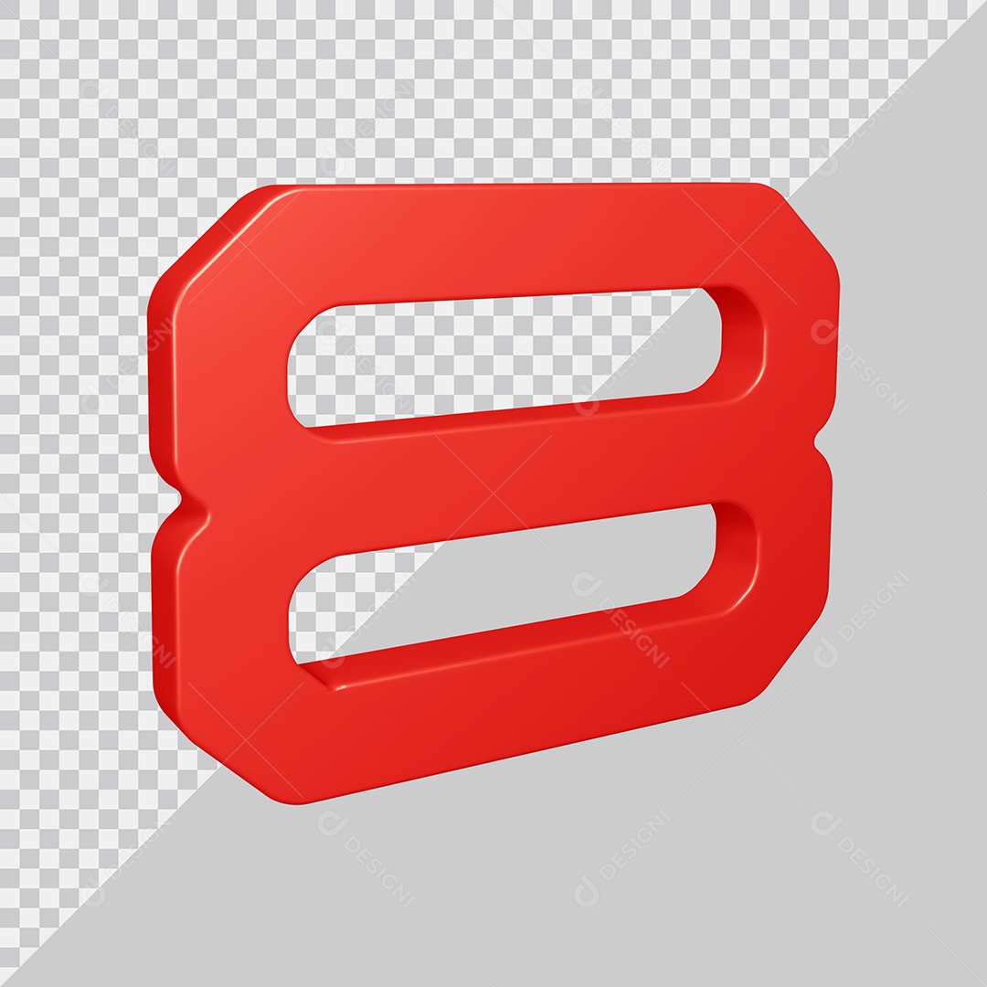 Elemento 3D Para Composição Número 8 Vermelho PSD