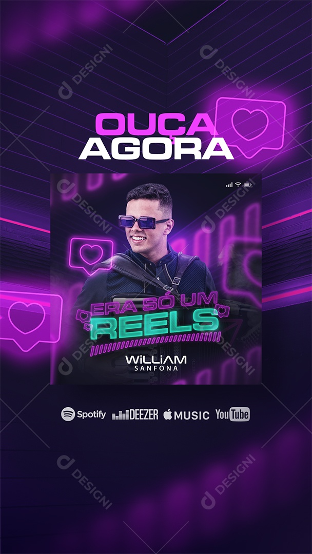 Social Media Ouça Agora - Era Só Um Reels PSD Editável