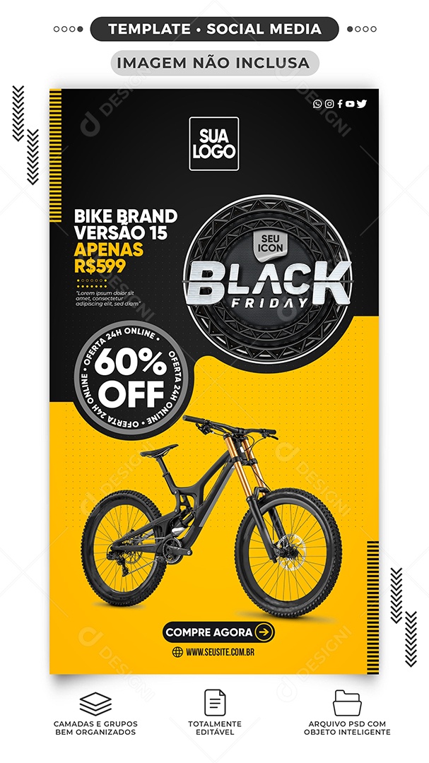 Story Bike Brand Versão 15 Black Friday Lojas de Bike Social Media PSD Editável