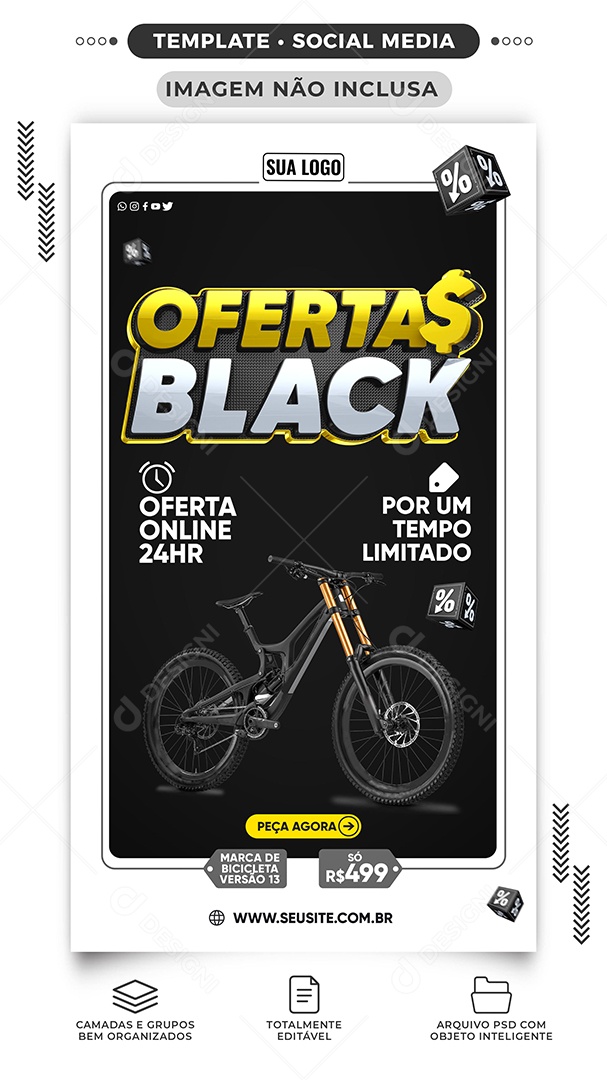 Story Oferta Online 24Hr Lojas de Bike Ofertas Social Media PSD Editável