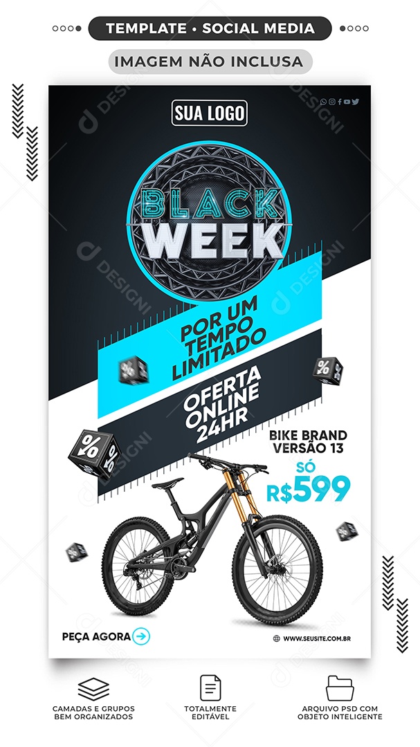Story Por Um Tempo Limitado Oferta Online Black Week Lojas de Bike Social Media PSD Editável