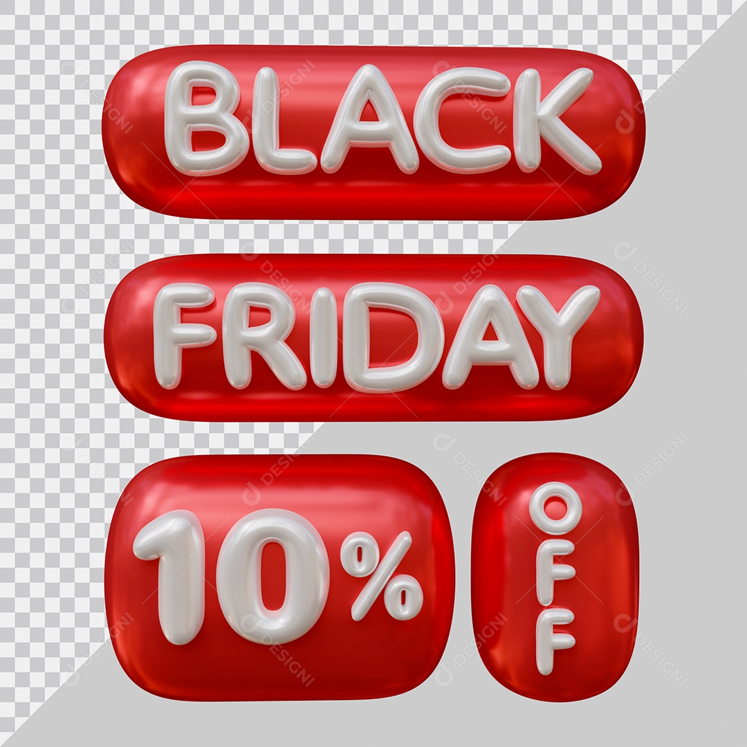 Elementos 3D Para Composição Black Friday 10% De Desconto PSD