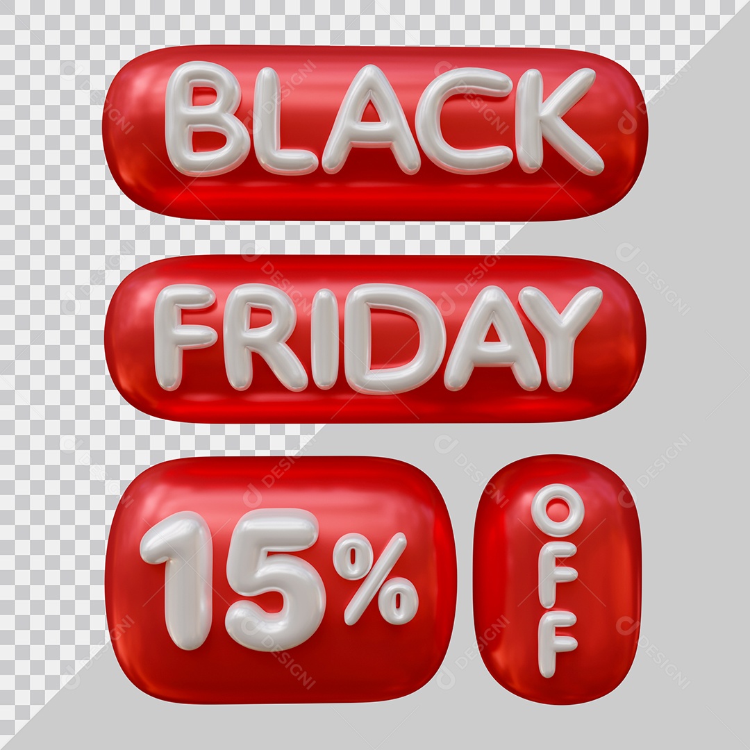 Elementos 3D Para Composição Black Friday 15% De Desconto PSD