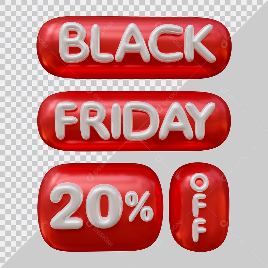 Elementos 3D Para Composição Black Friday 20% De Desconto PSD