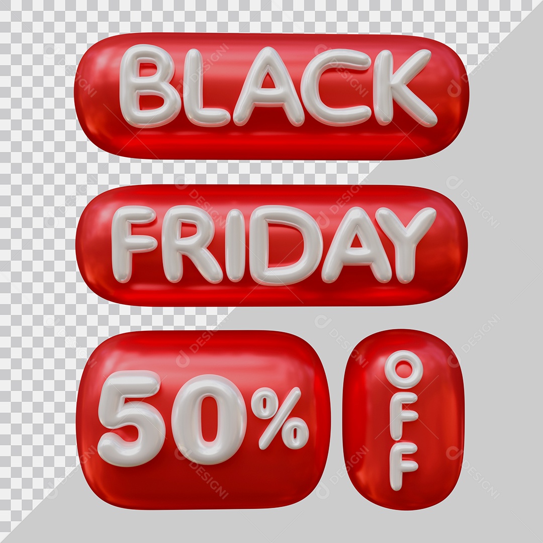 Elementos 3D Para Composição Black Friday 50% De Desconto PSD