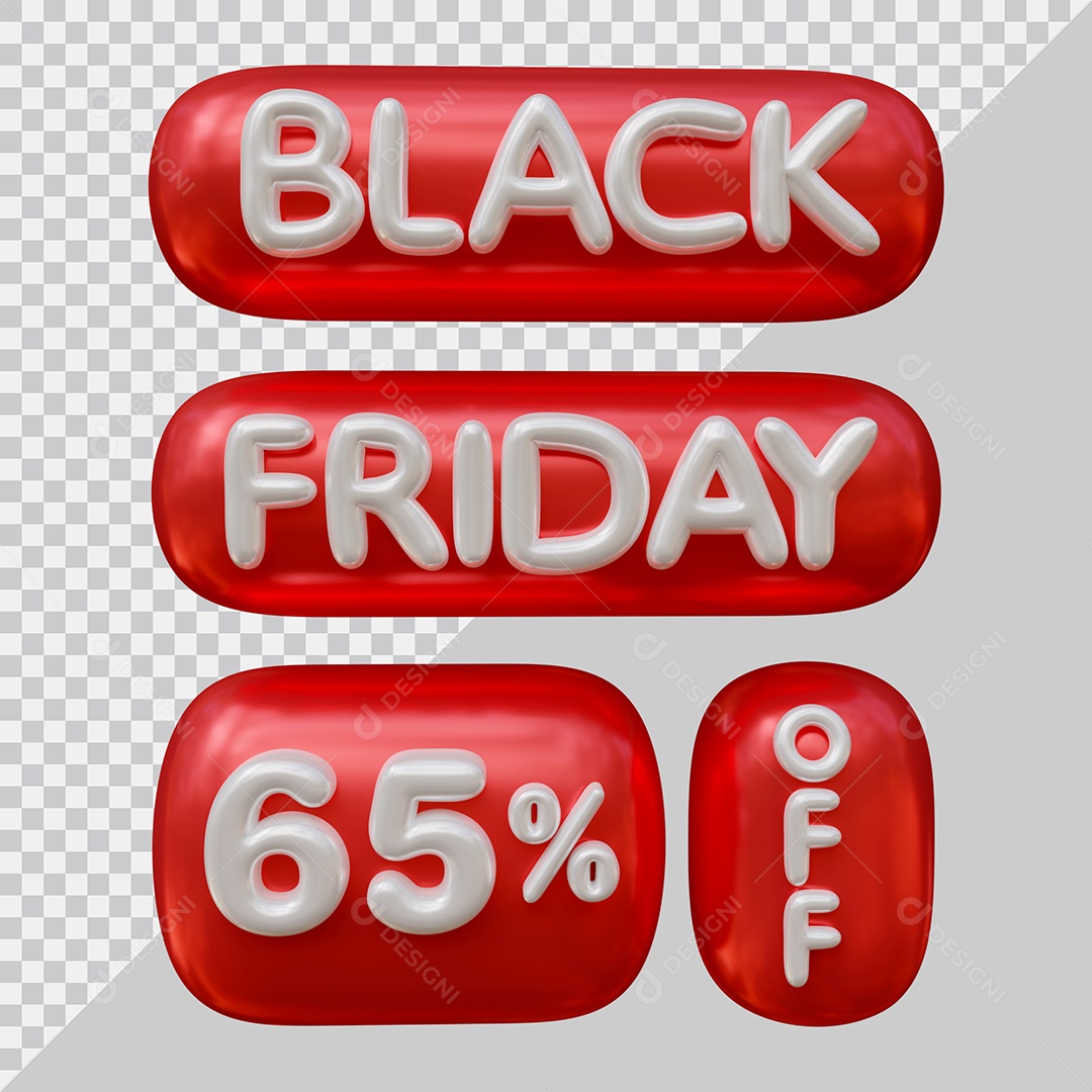 Elementos 3D Para Composição Black Friday 65% De Desconto PSD