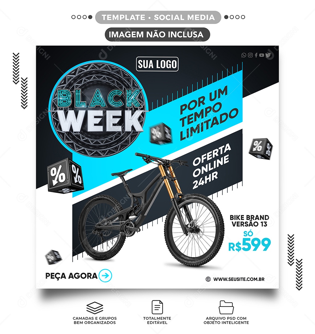Por Um Tempo Limitado Oferta Online Black Week Lojas de Bike Social Media PSD Editável