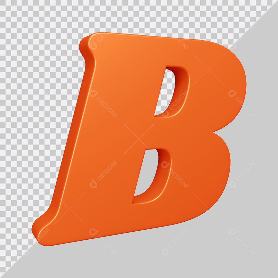 Elemento 3D Para Composição Letra B Laranja PSD