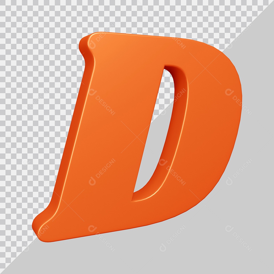 Elemento 3D Para Composição Letra D Laranja PSD