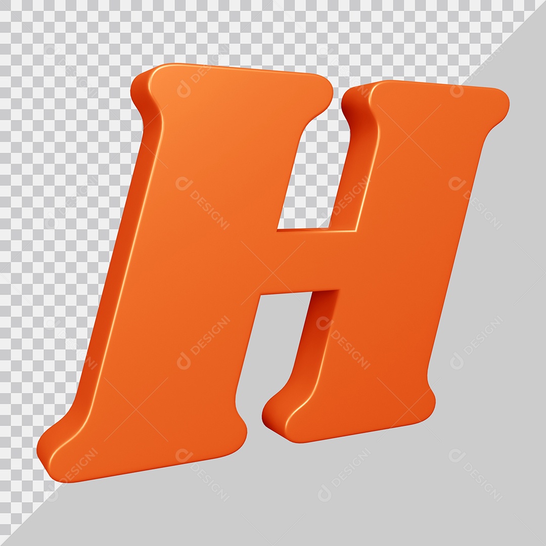 Elemento 3D Para Composição Letra H Laranja PSD