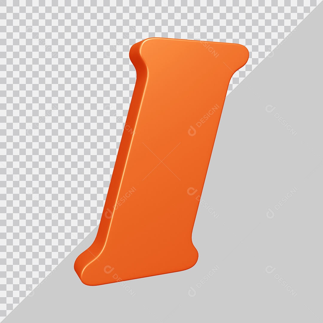 Elemento 3D Para Composição Letra I Laranja PSD