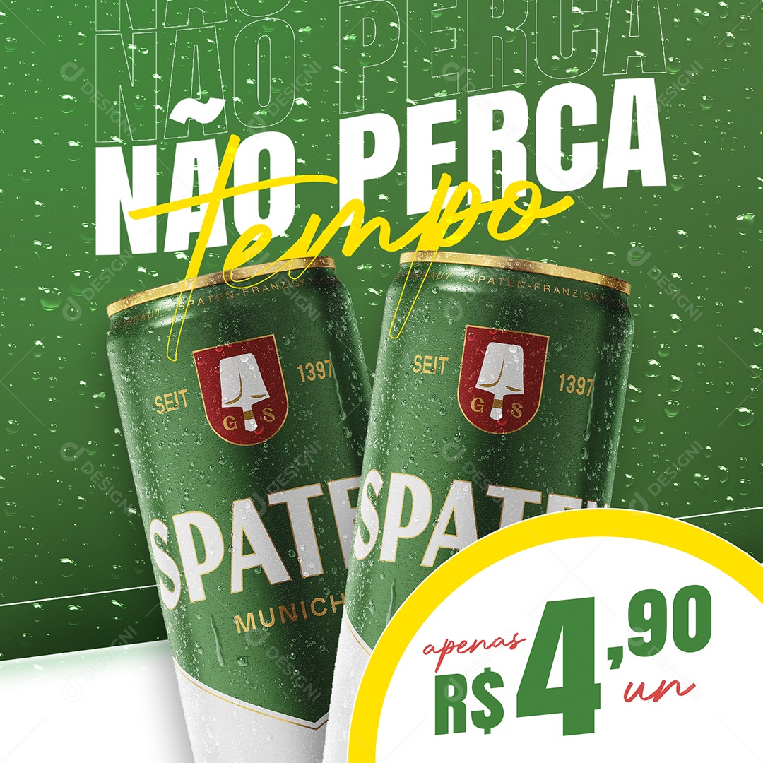 Não Perca Tempo Venha E Aproveite Cerveja Spatem Social Media PSD Editável