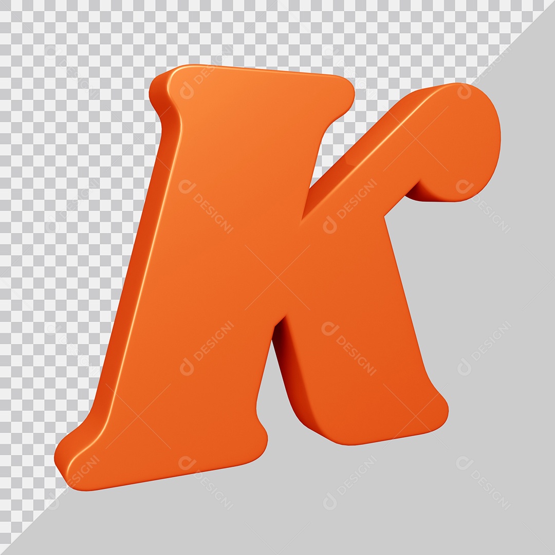 Elemento 3D Para Composição Letra K Laranja PSD