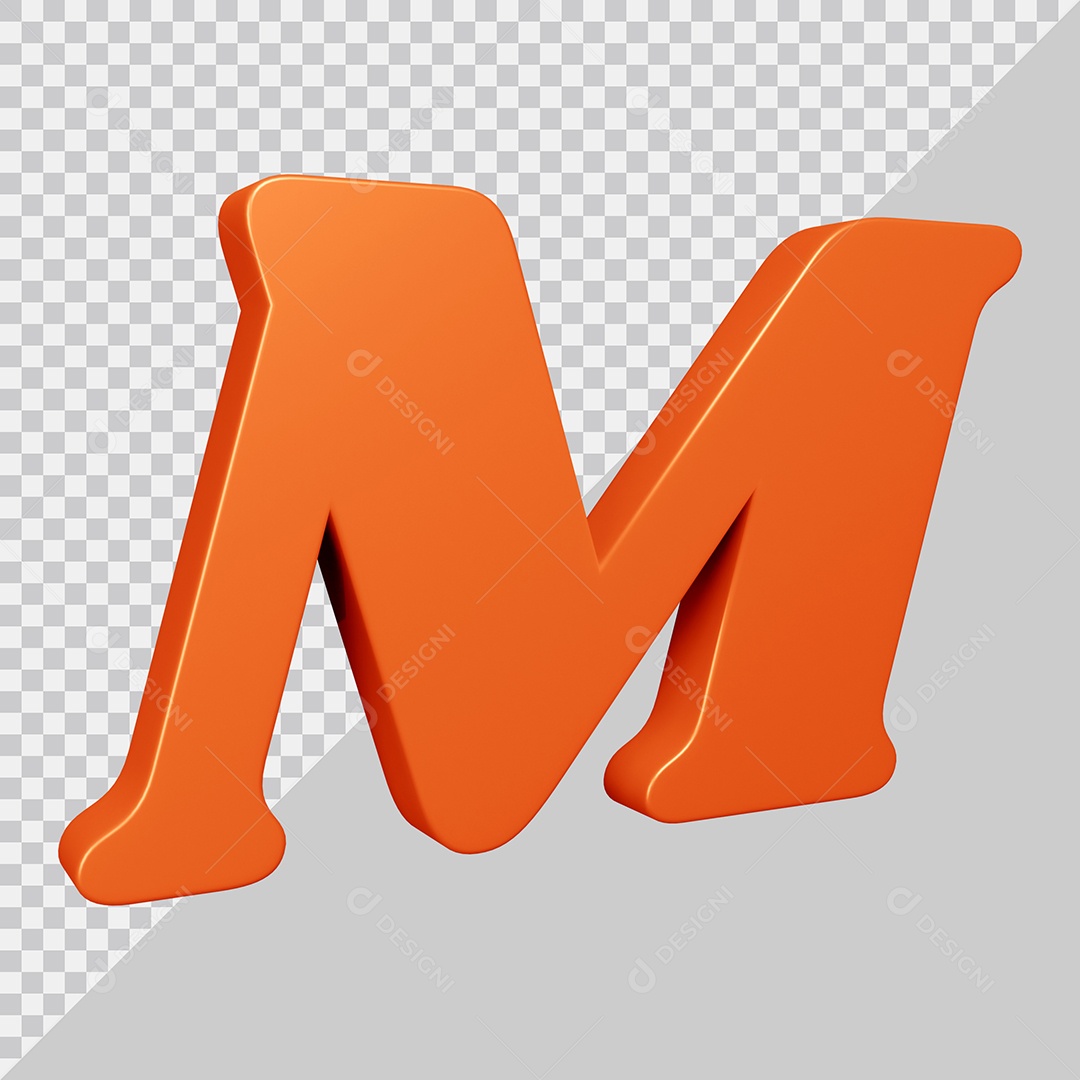 Elemento 3D Para Composição Letra M Laranja PSD