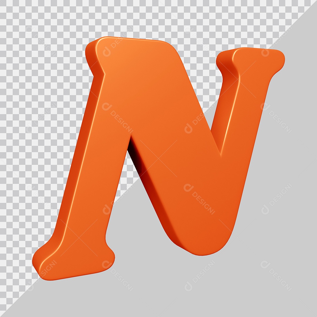 Elemento 3D Para Composição Letra N Laranja PSD