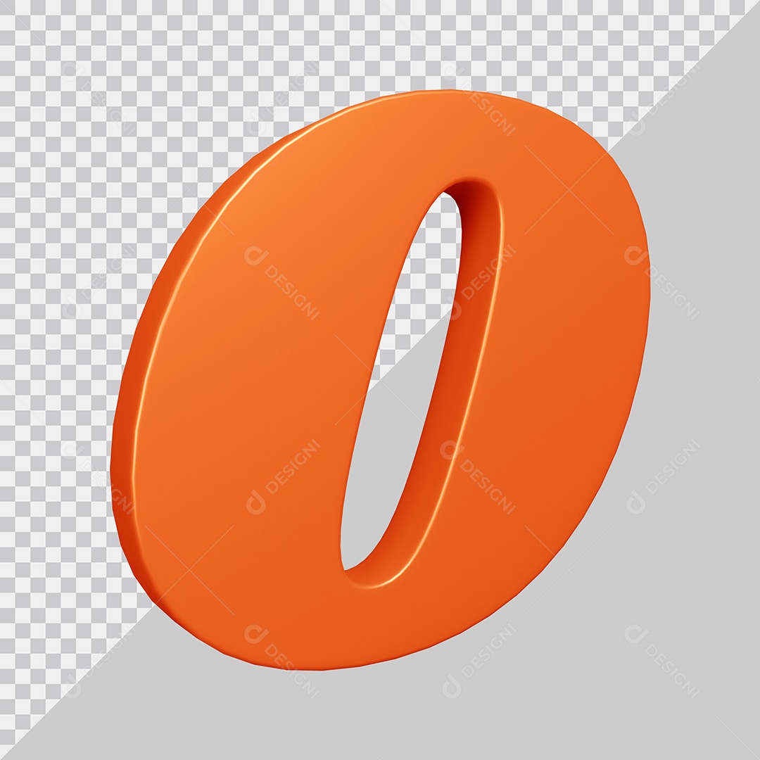 Elemento 3D Para Composição Letra O Laranja PSD