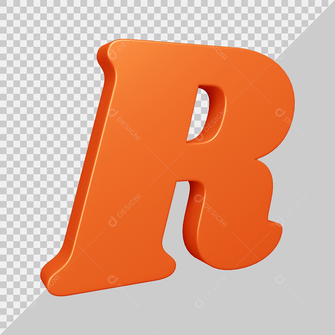 Elemento 3D Para Composição Letra R Laranja PSD