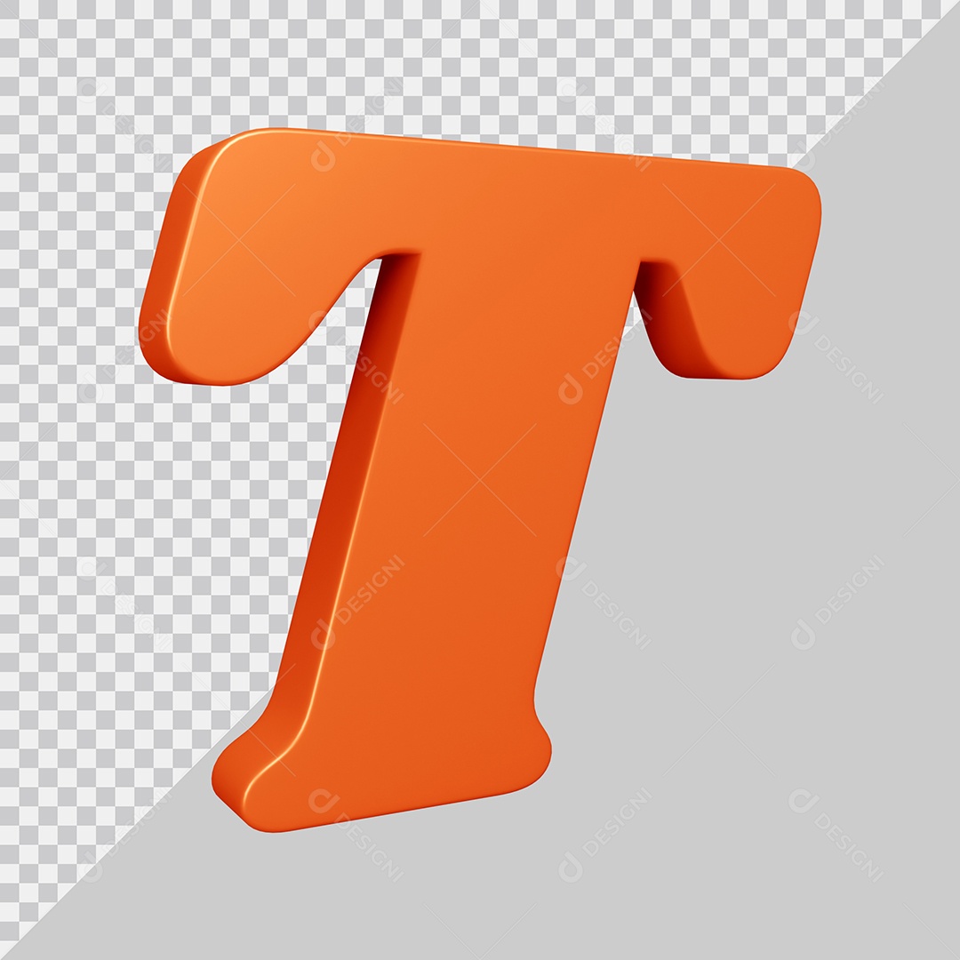 Elemento 3D Para Composição Letra T Laranja PSD