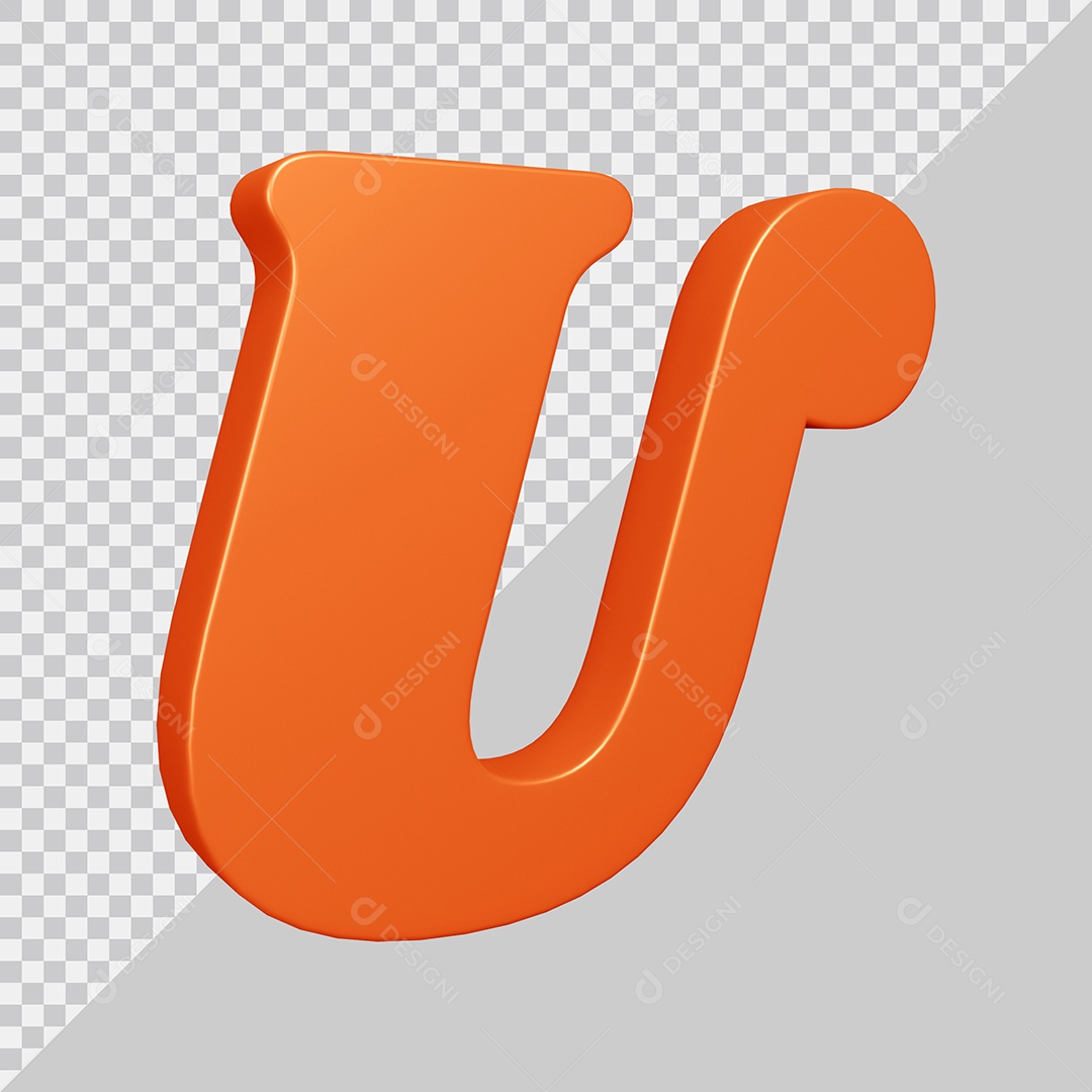 Elemento 3D Para Composição Letra U Laranja PSD