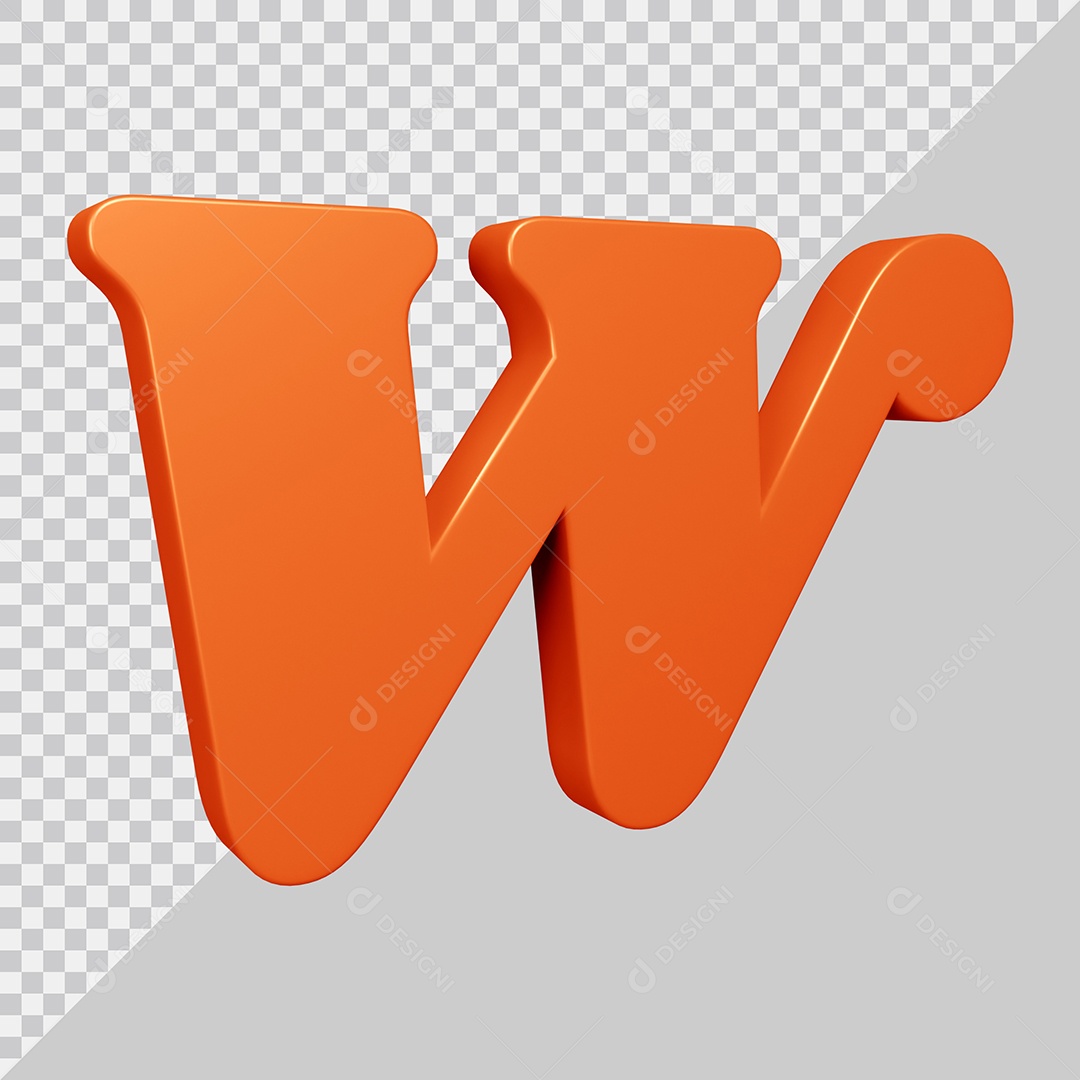Elemento 3D Para Composição Letra W Laranja PSD