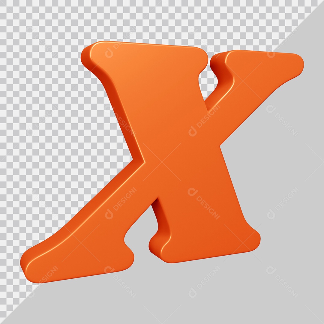 Elemento 3D Para Composição Letra X Laranja PSD