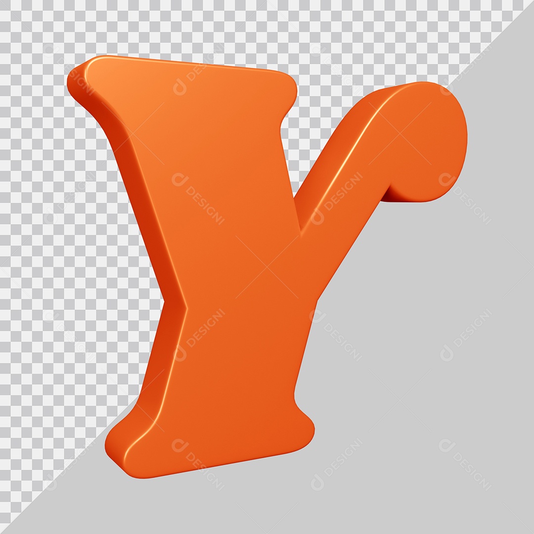 Elemento 3D Para Composição Letra Y Laranja PSD