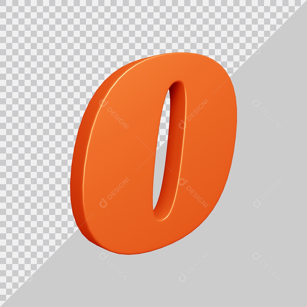 Elemento 3D Para Composição Número 0 Laranja PSD