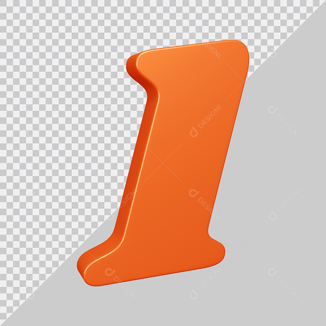 Elemento 3D Para Composição Número 1 Laranja PSD
