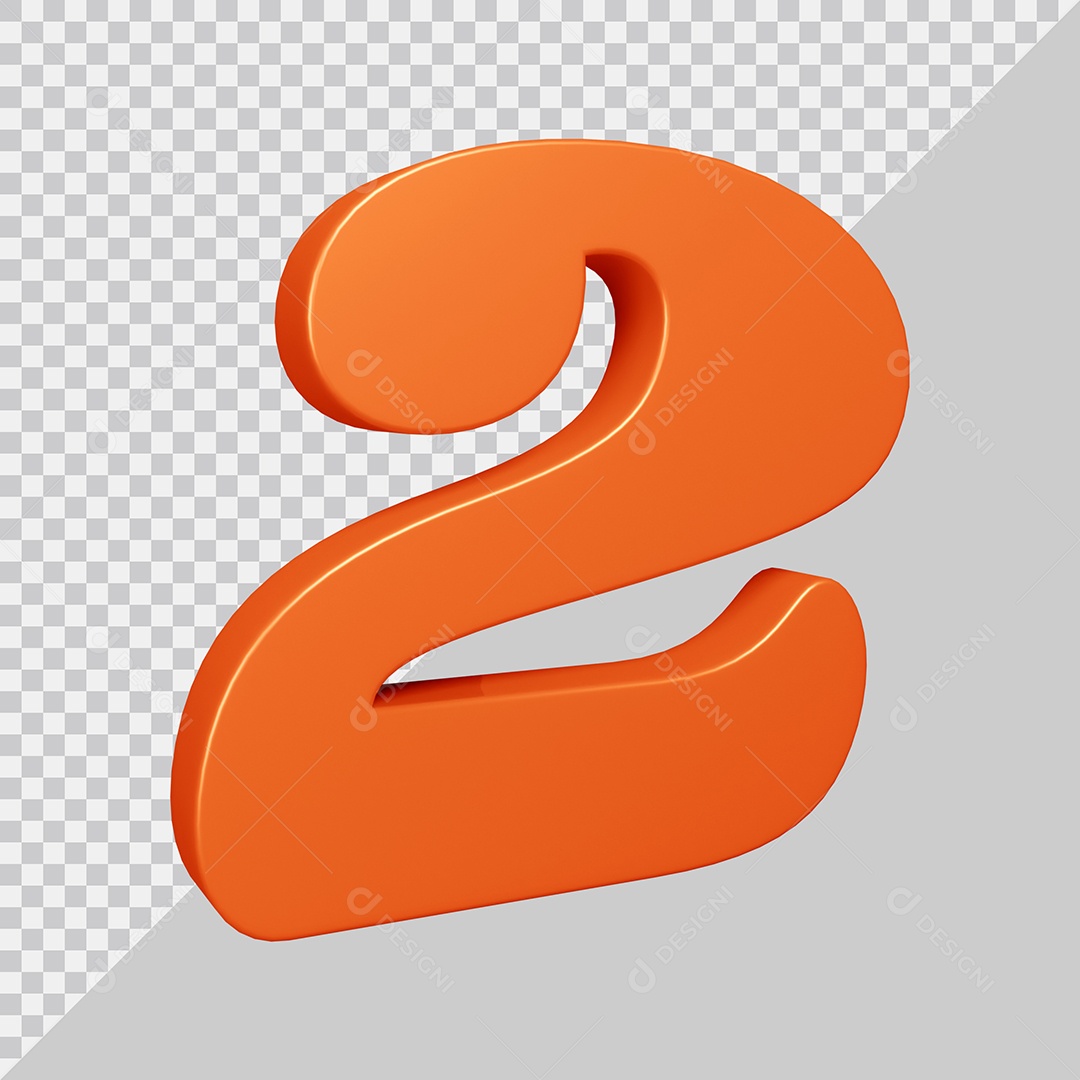 Elemento 3D Para Composição Número 2 Laranja PSD