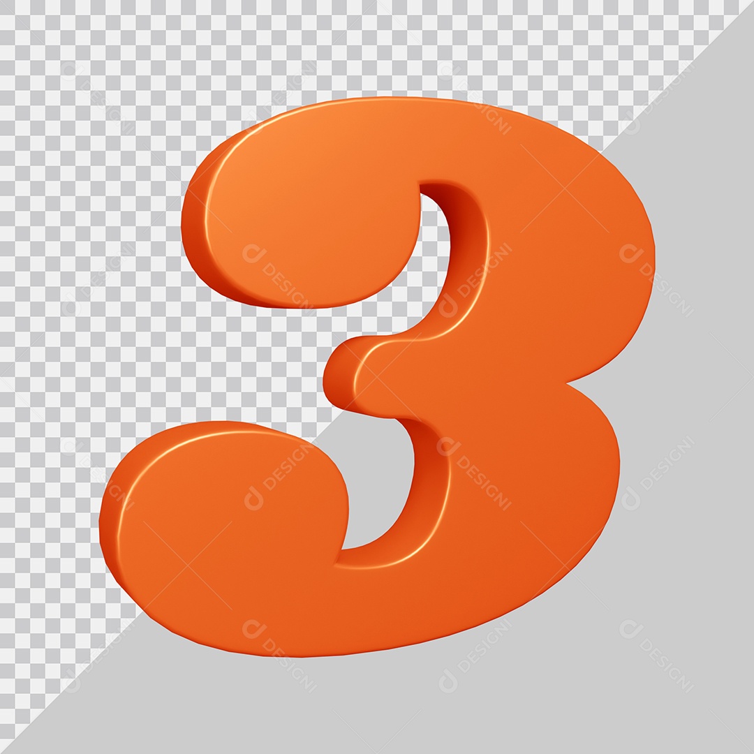 Elemento 3D Para Composição Número 3 Laranja PSD