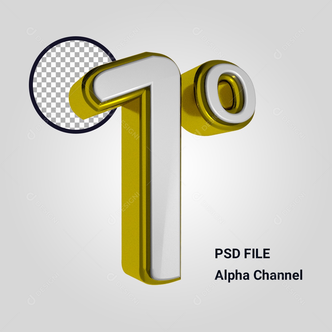 Elemento Número 1° Dourado e Branco PSD