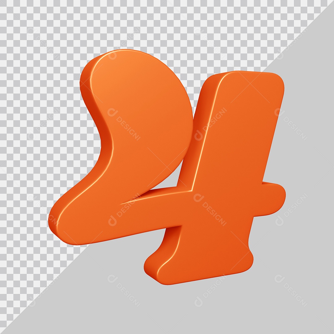 Elemento 3D Para Composição Número 4 Laranja PSD