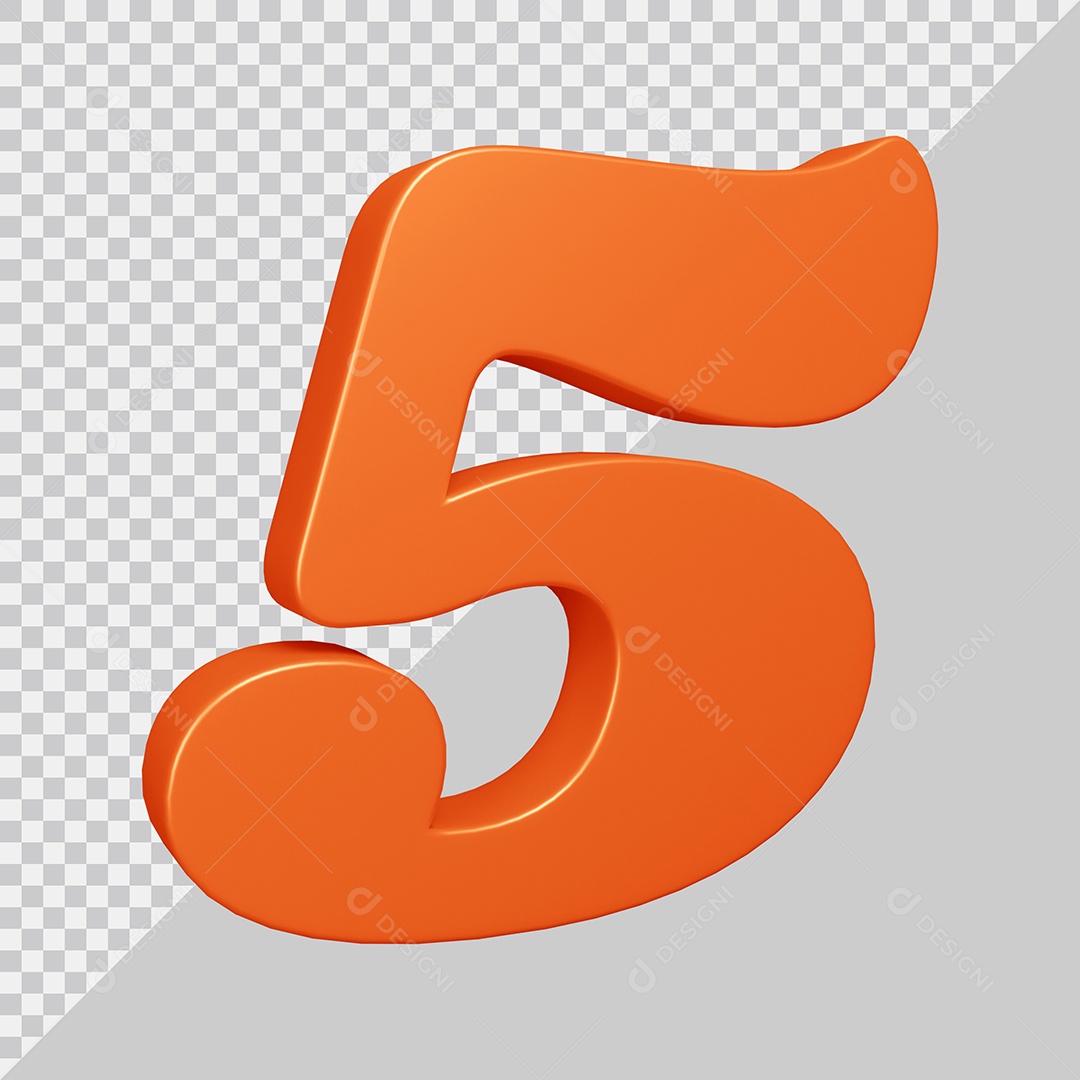 Elemento 3D Para Composição Número 5 Laranja PSD