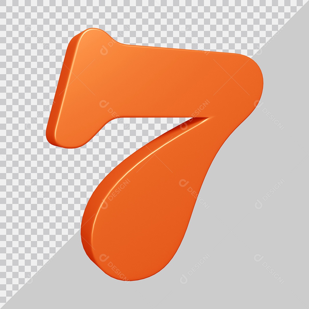 Elemento 3D Para Composição Número 7 Laranja PSD