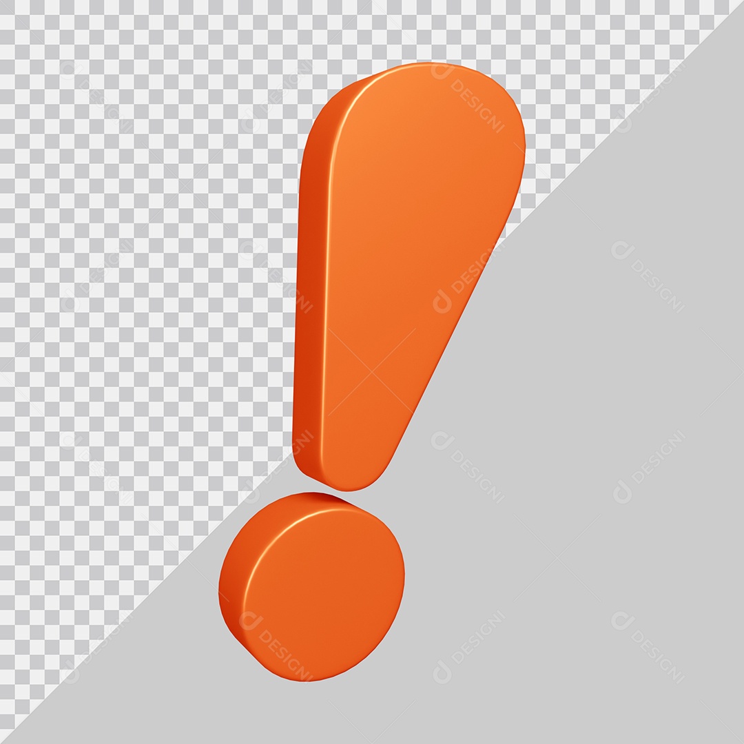 Elemento 3D Para Composição Símbolo de Ponto de Exclamação Laranja PSD
