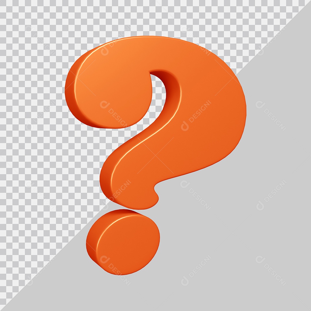 Elemento 3D Para Composição Símbolo de ponto de interrogação Laranja PSD