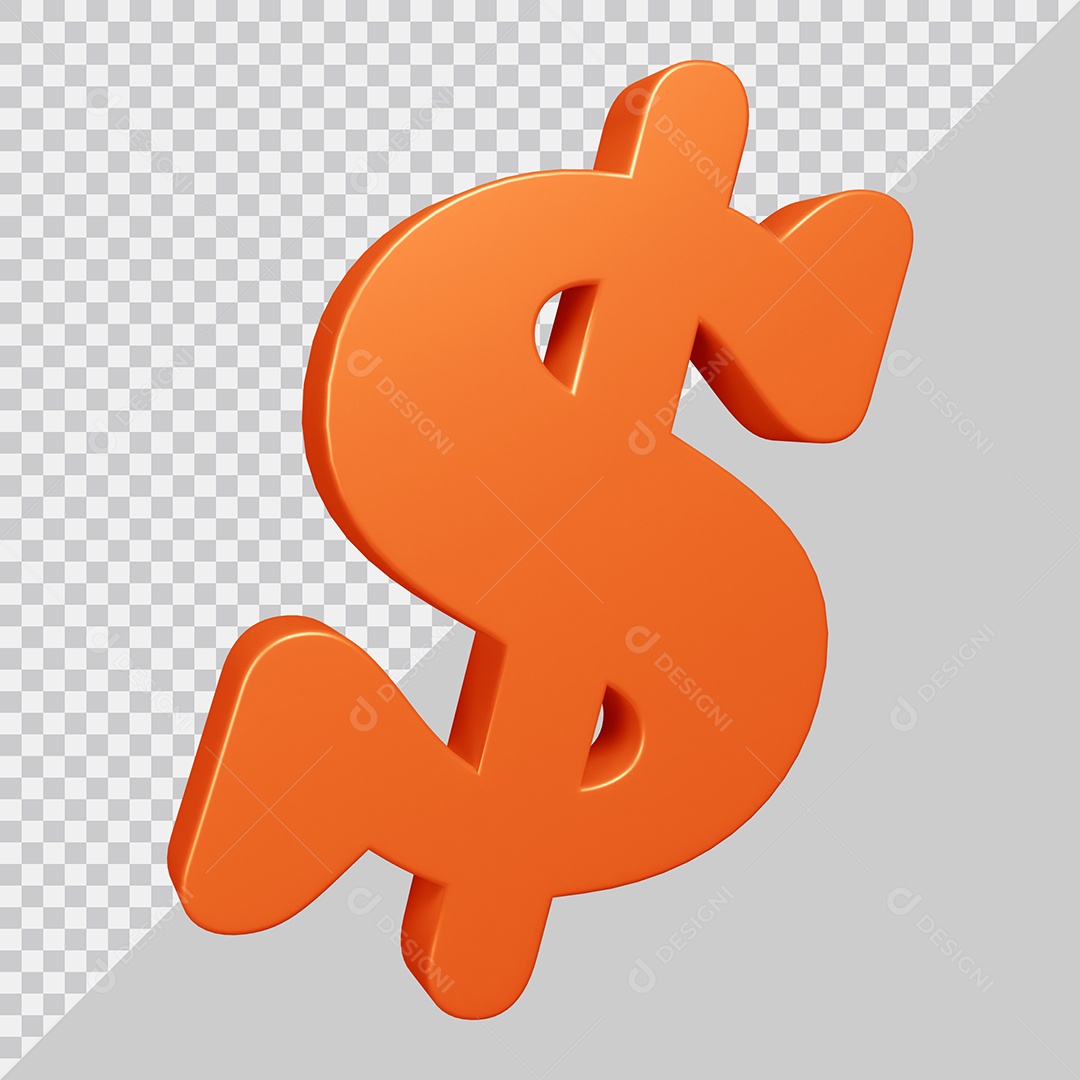 Elemento 3D Para Composição Símbolo do dólar $ Laranja PSD