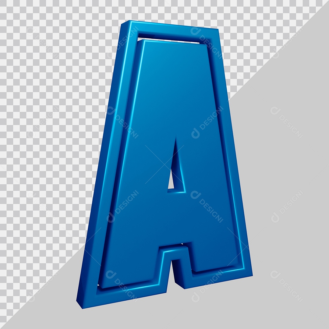 Elemento 3D Para Composição Letra A Azul PSD