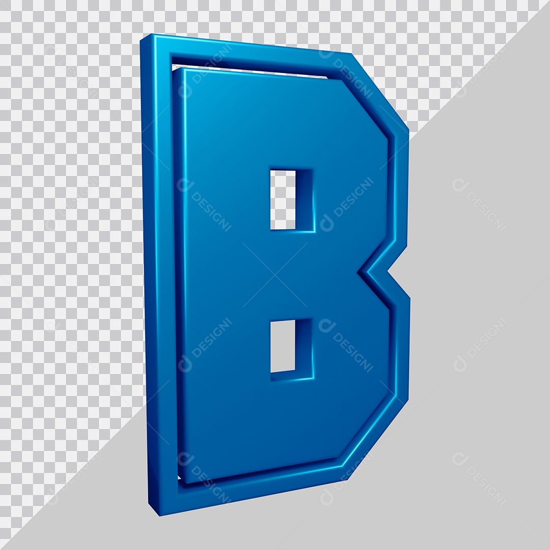 Elemento 3D Para Composição Letra B Azul PSD