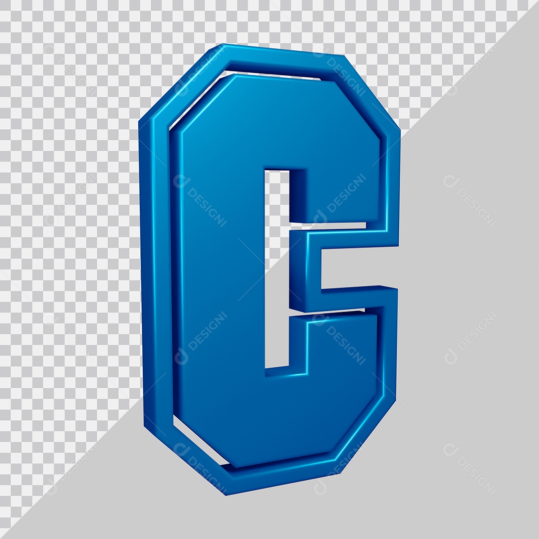 Elemento 3D Para Composição Letra C Azul PSD
