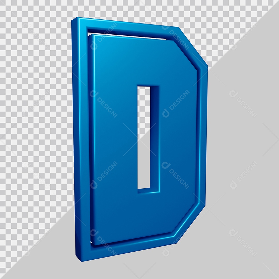Elemento 3D Para Composição Letra D Azul PSD