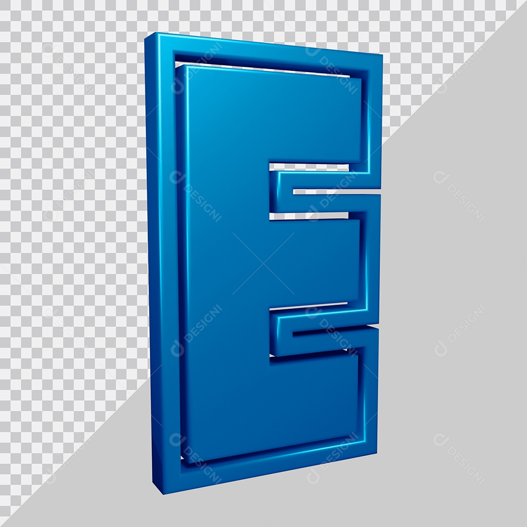 Elemento 3D Para Composição Letra E Azul PSD
