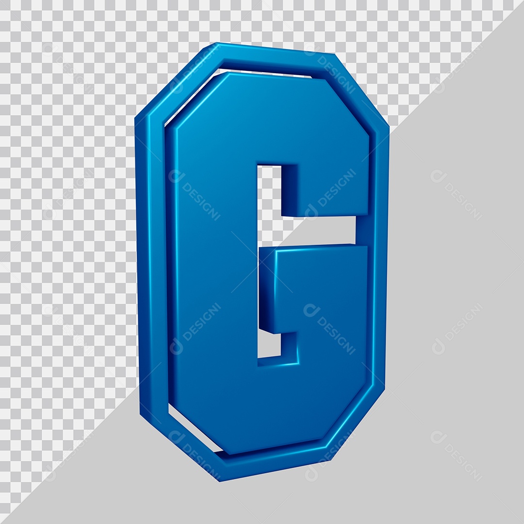 Elemento 3D Para Composição Letra G Azul PSD
