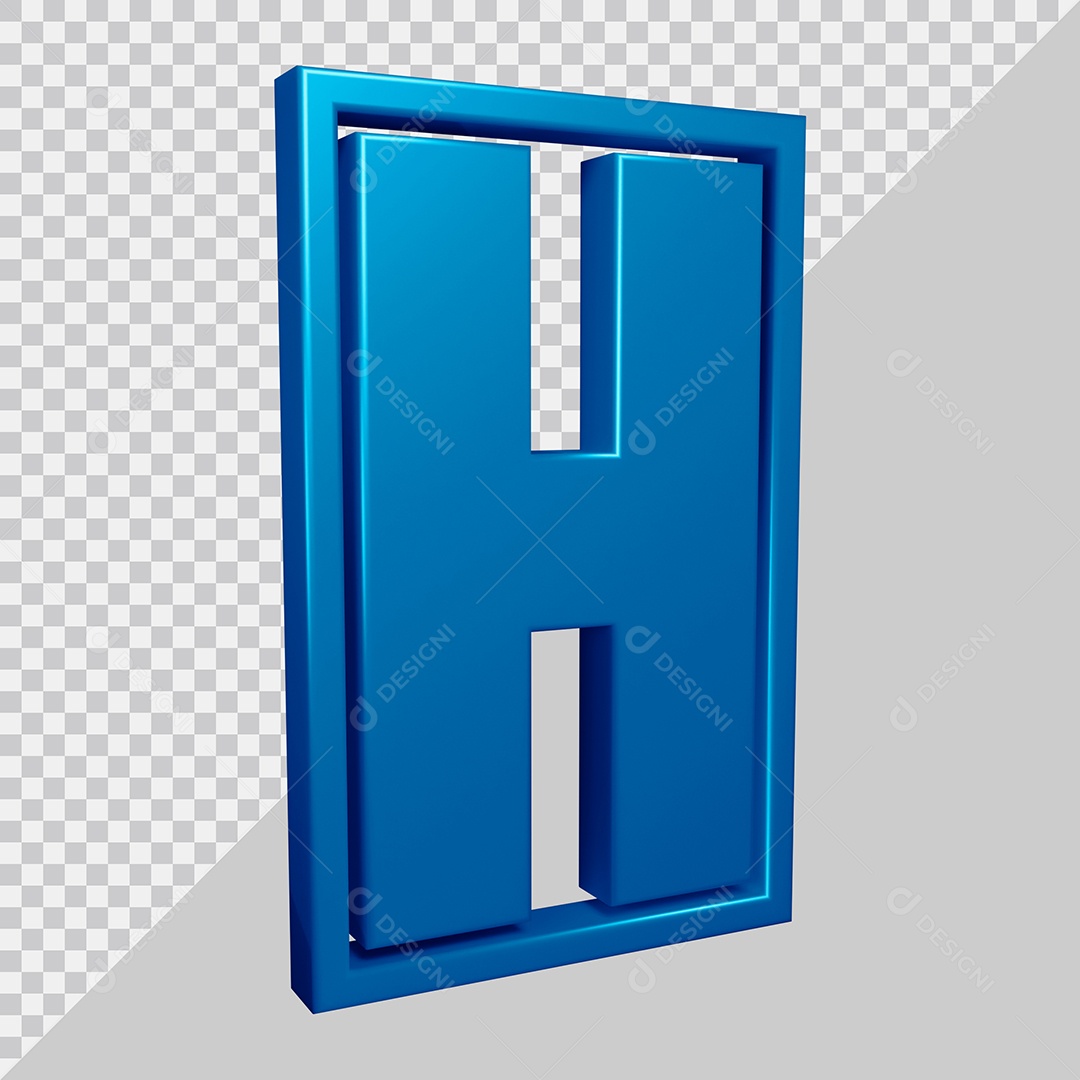 Elemento 3D Para Composição Letra H Azul PSD