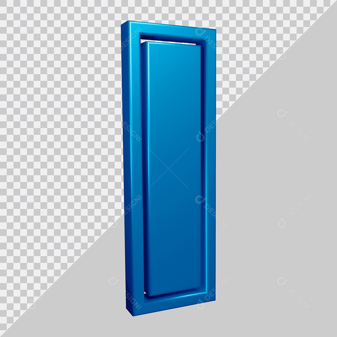 Elemento 3D Para Composição Letra I Azul PSD