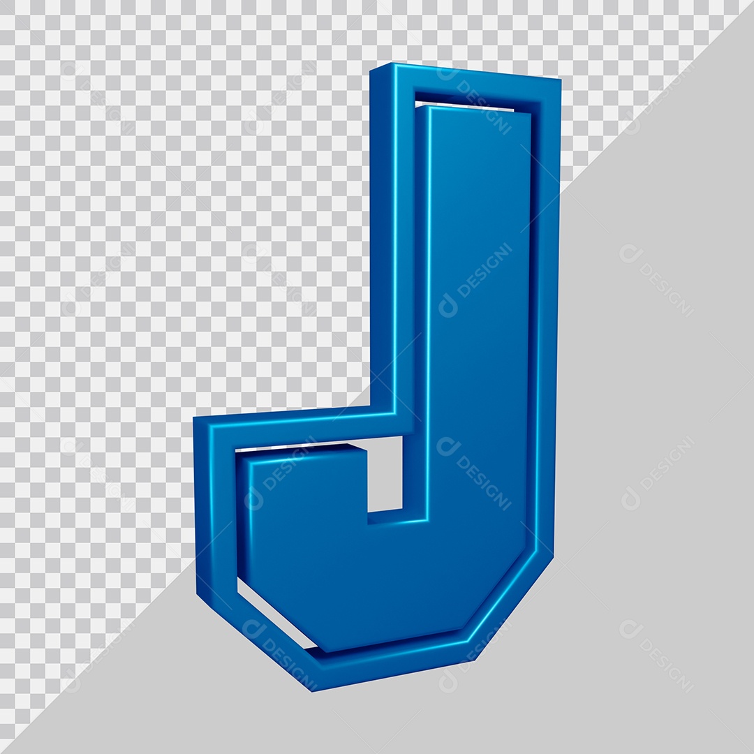 Elemento 3D Para Composição Letra J Azul PSD