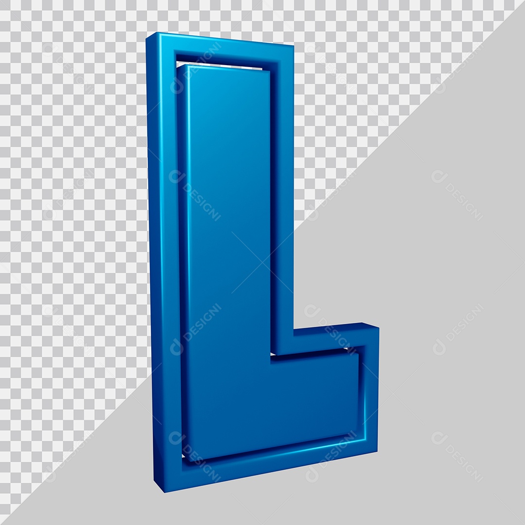 Elemento 3D Para Composição Letra L Azul PSD